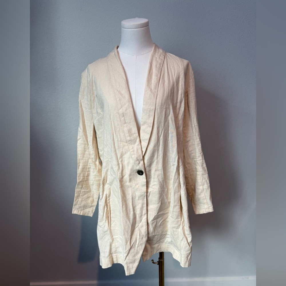 Sisters of the Black Moon Cream Linen Women's Oversized Blazer